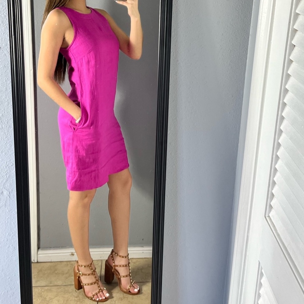 J. Crew button back pink linen shift dress - Picture 6 of 14